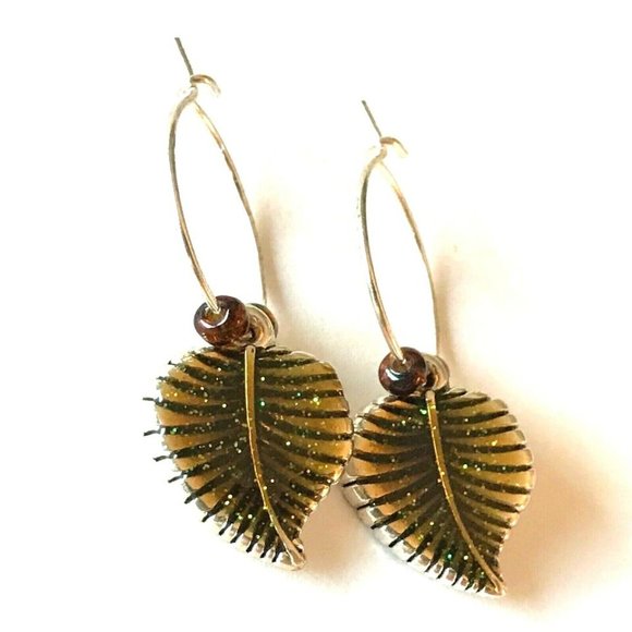 Leaf Earrings Fall Thanksgiving Autumn Tree Leaves Halloween Harvest Plated - Picture 7 of 9